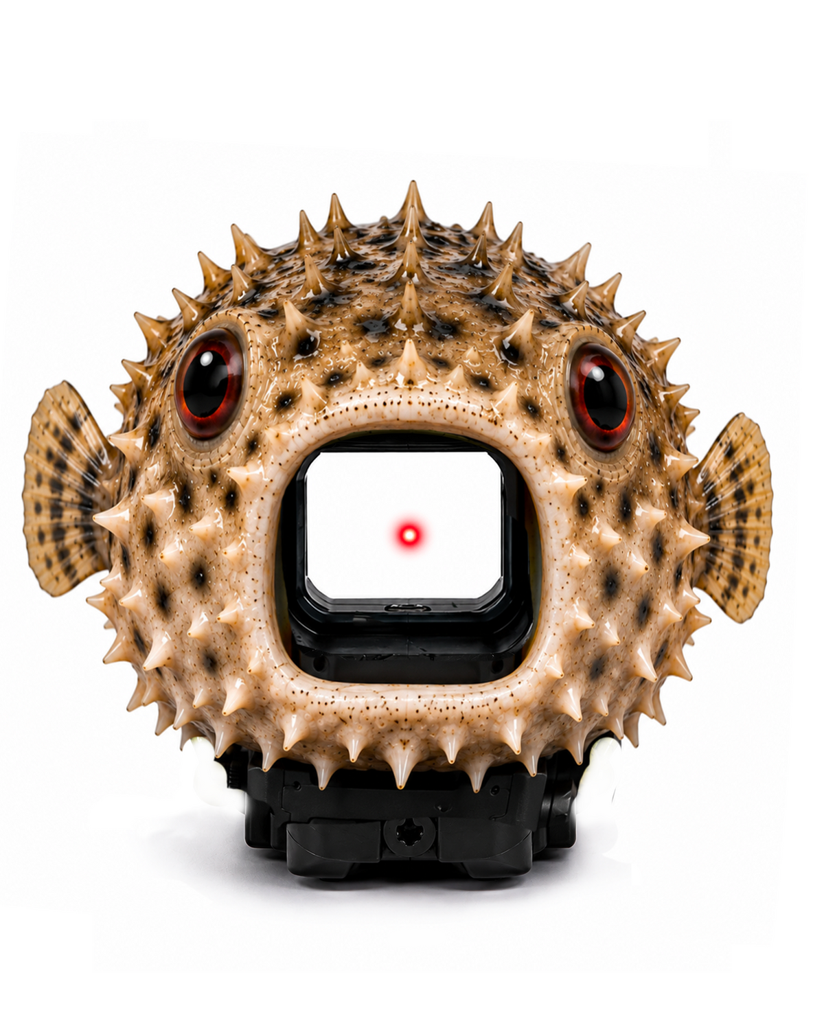 Pufferfish optic cover, front view