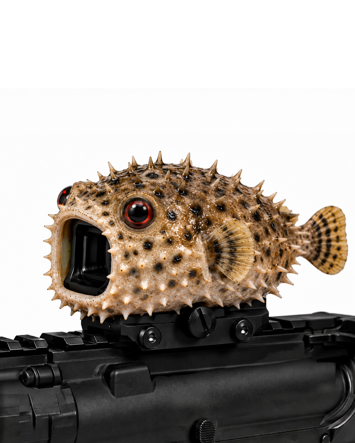 Pufferfish optic cover, hand-painted